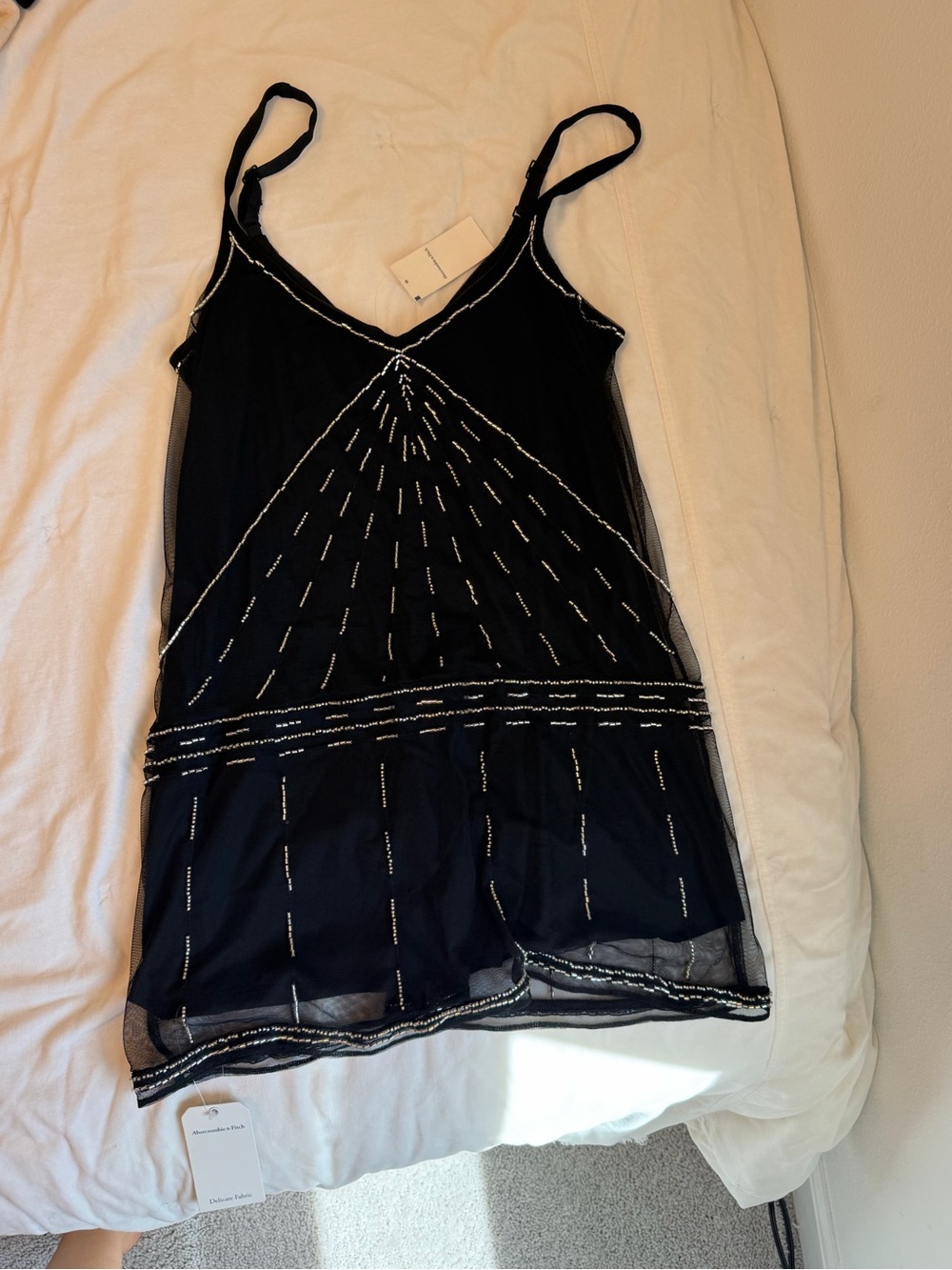 Abercrombie & Fitch Black Sleeveless Beaded Mini Dress